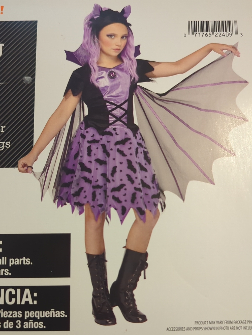 Batwing Beauty Costume, Girl's L (10/12), New
